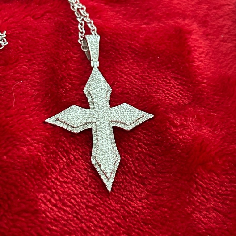 Luxury 1.4 CT Moissanite‎ Diamond Cross Pendant Necklace UNISEX